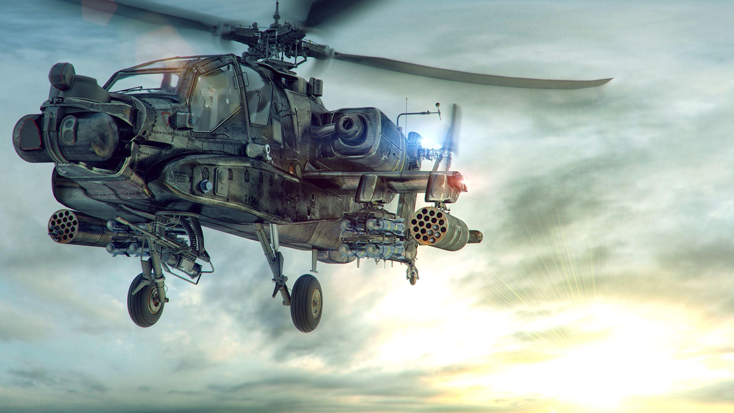2560x1440 Picture 3D Graphics helicopter Longbow Aviation Painting