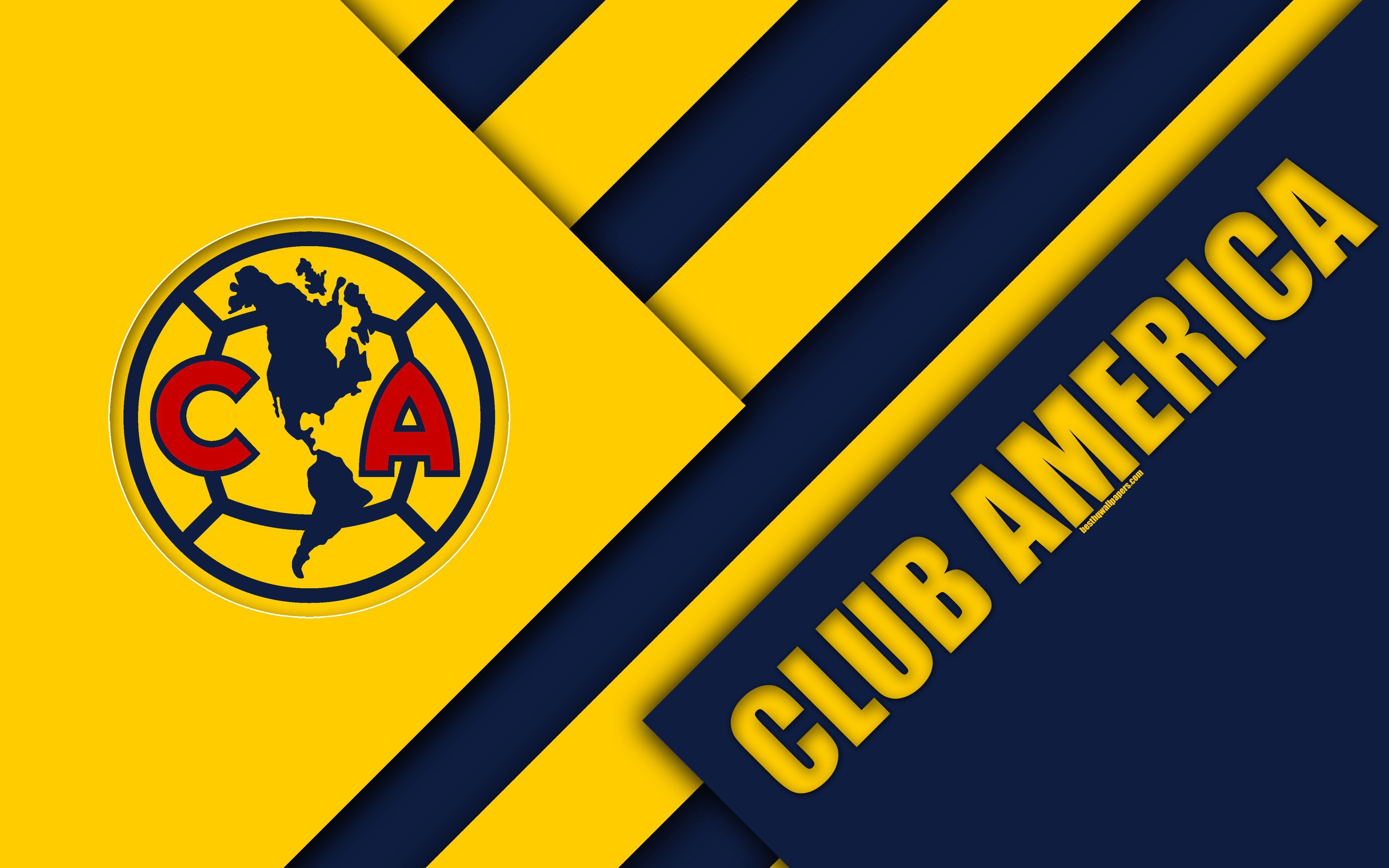 3840x2400 Download wallpaper Club America, 4k, Mexican Football Club, material design, logo, blue yellow abstraction, Mexico City, Mexico, Primera Division, Liga MX, America FC for desktop with resolution 3840x2400. High Quality HD picture