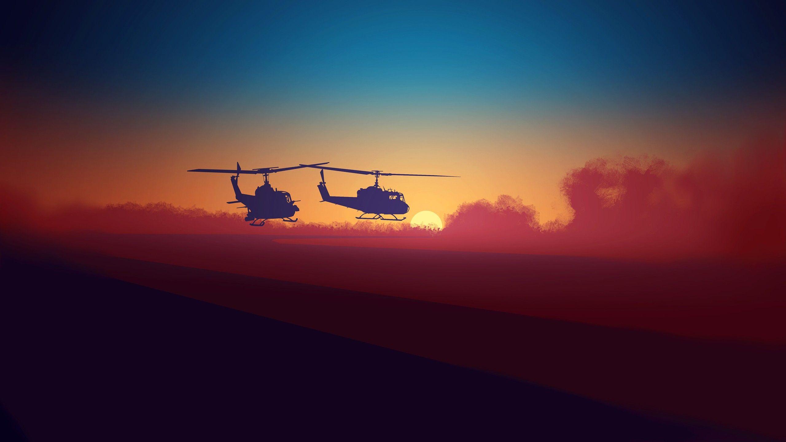 2560x1440 Máy bay trực thăng quân sự Tối thiểu, Nghệ sĩ HD, Hình nền 4k