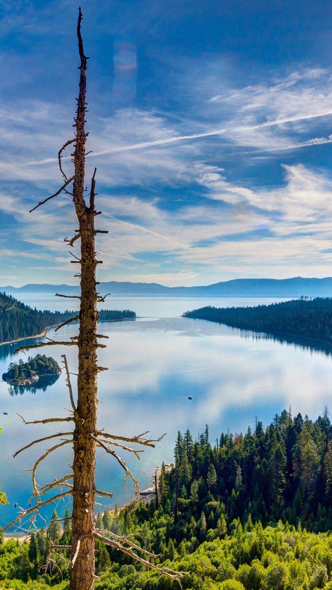 1080x1920 Wallpaper Lake Tahoe, California, USA, top view, forest 3840x2160 UHD 4K Picture, Image