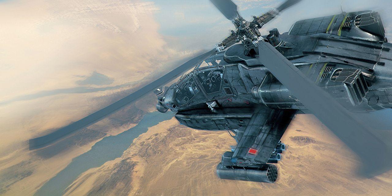 1280x641 Desktop Wallpaper 3D Graphics Helicopters Aviation Painting Art