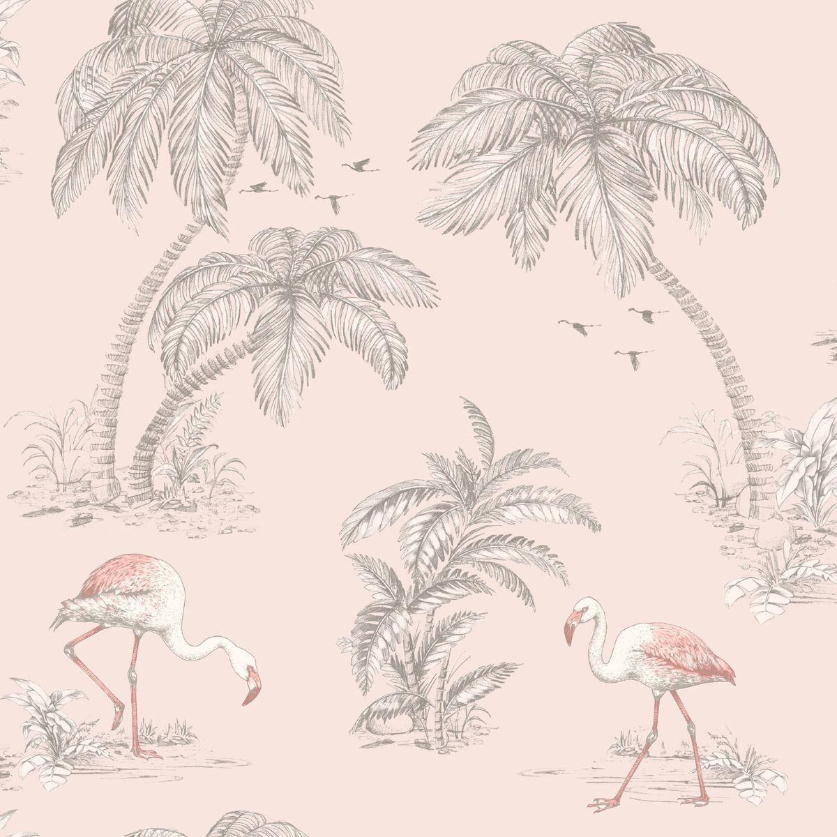 1200x1200 Flamingo Lake Wallpaper Blush Pink World of Wallpaper 50155