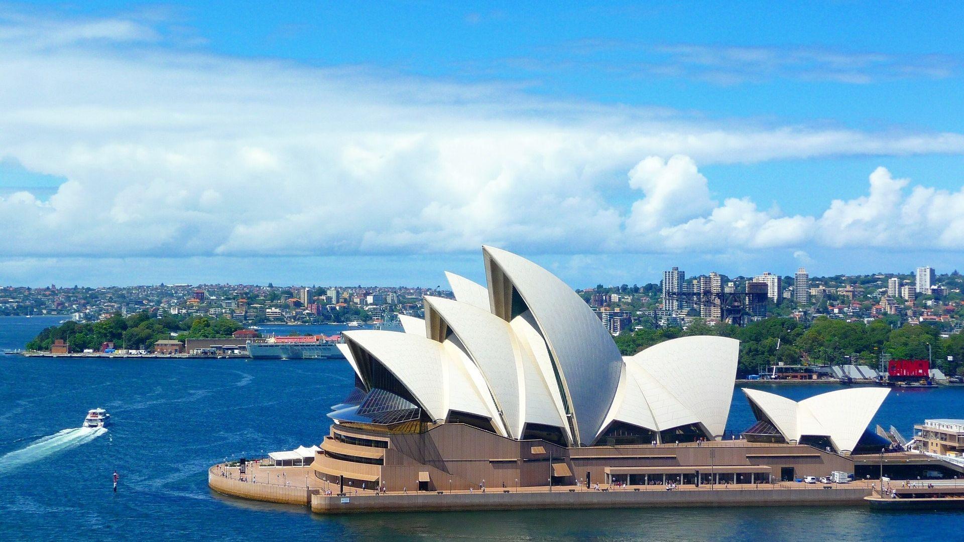 1920x1080 Sky and Opera House Sydney City View Wallpaper
