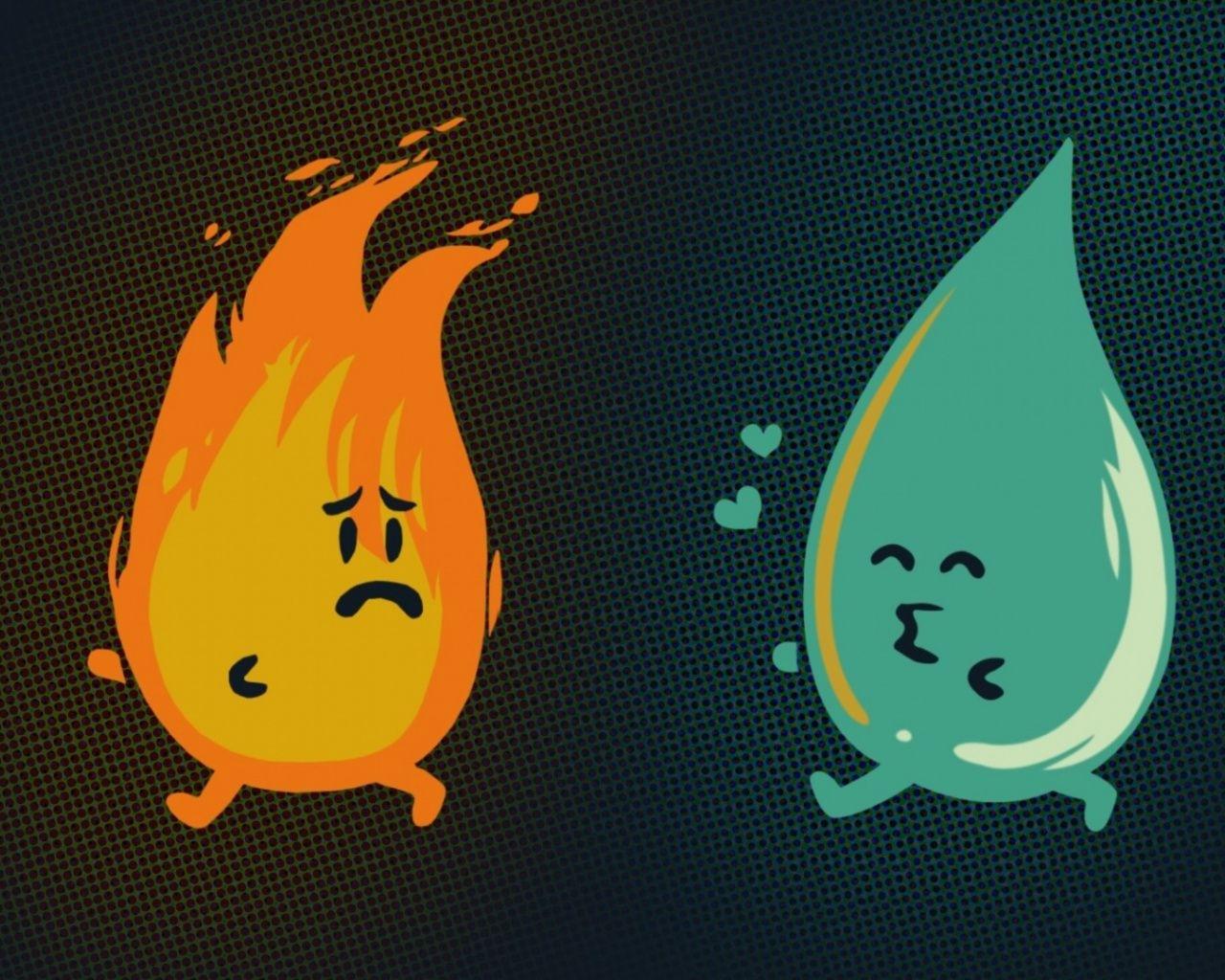 1280x1024 Fire & Water Relationship wallpaper. Fire & Water