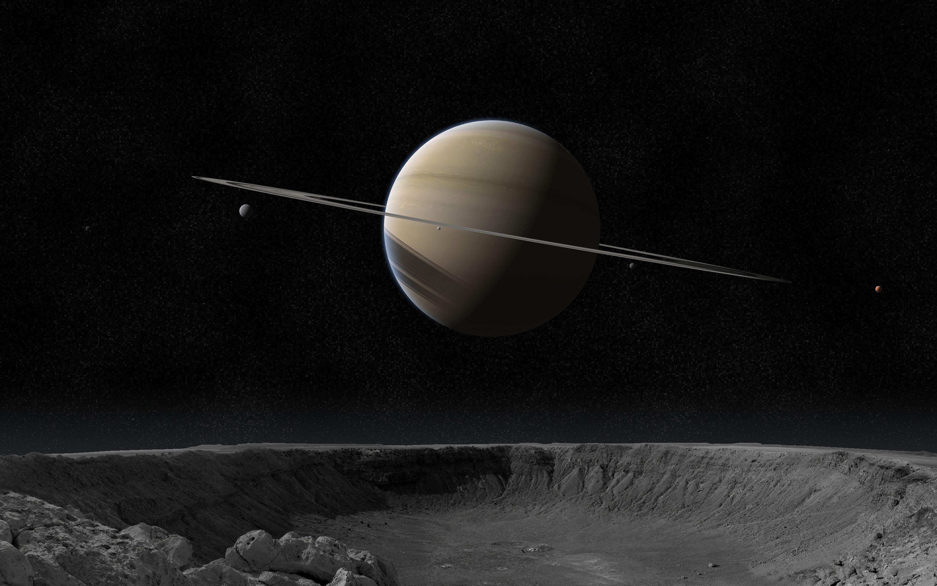 3840x2400 Picture planet Saturn planet Ring system Space 3D Graphics