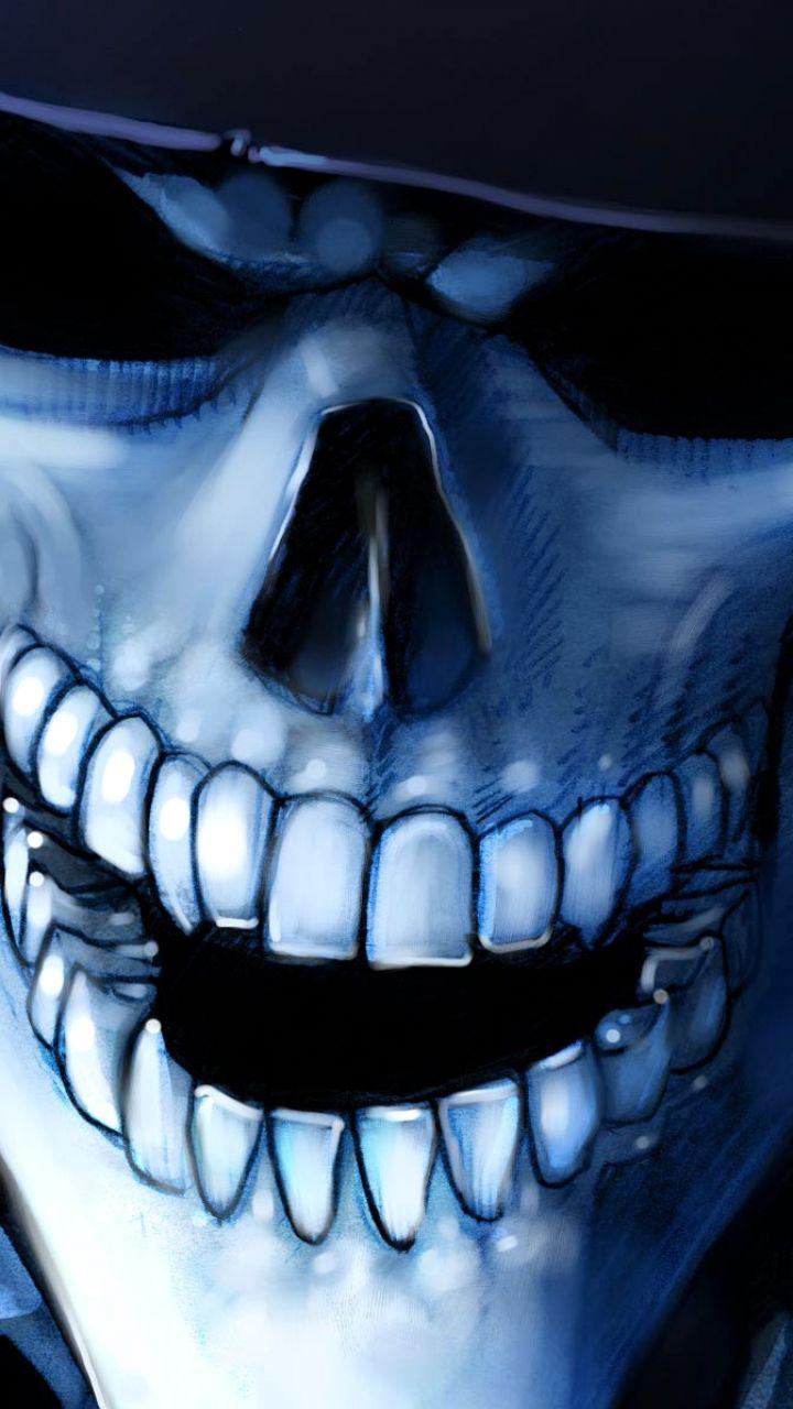 720x1280 Blue Skull Wallpaper