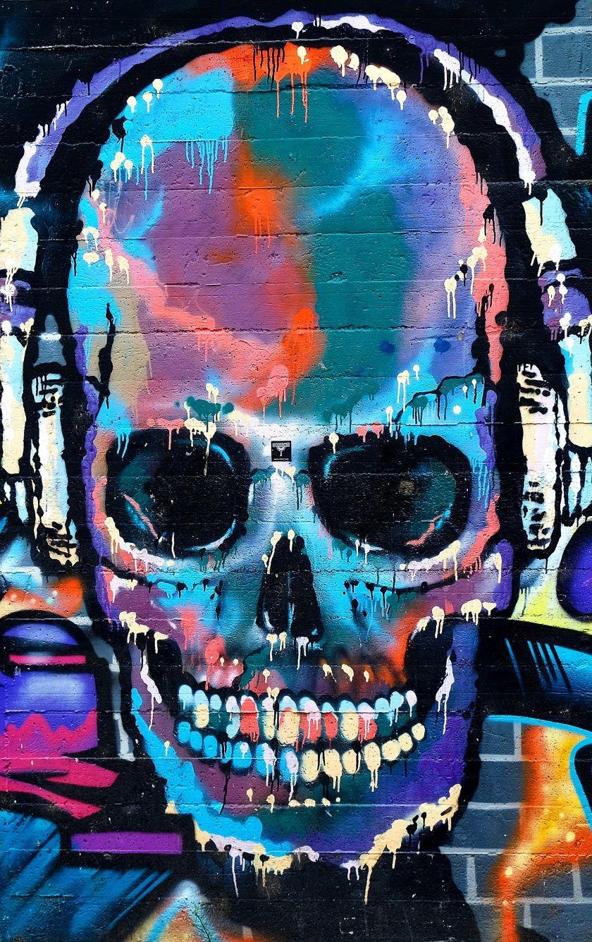 840x1336 Download 840x1336 wallpaper graffiti, skull, colorful