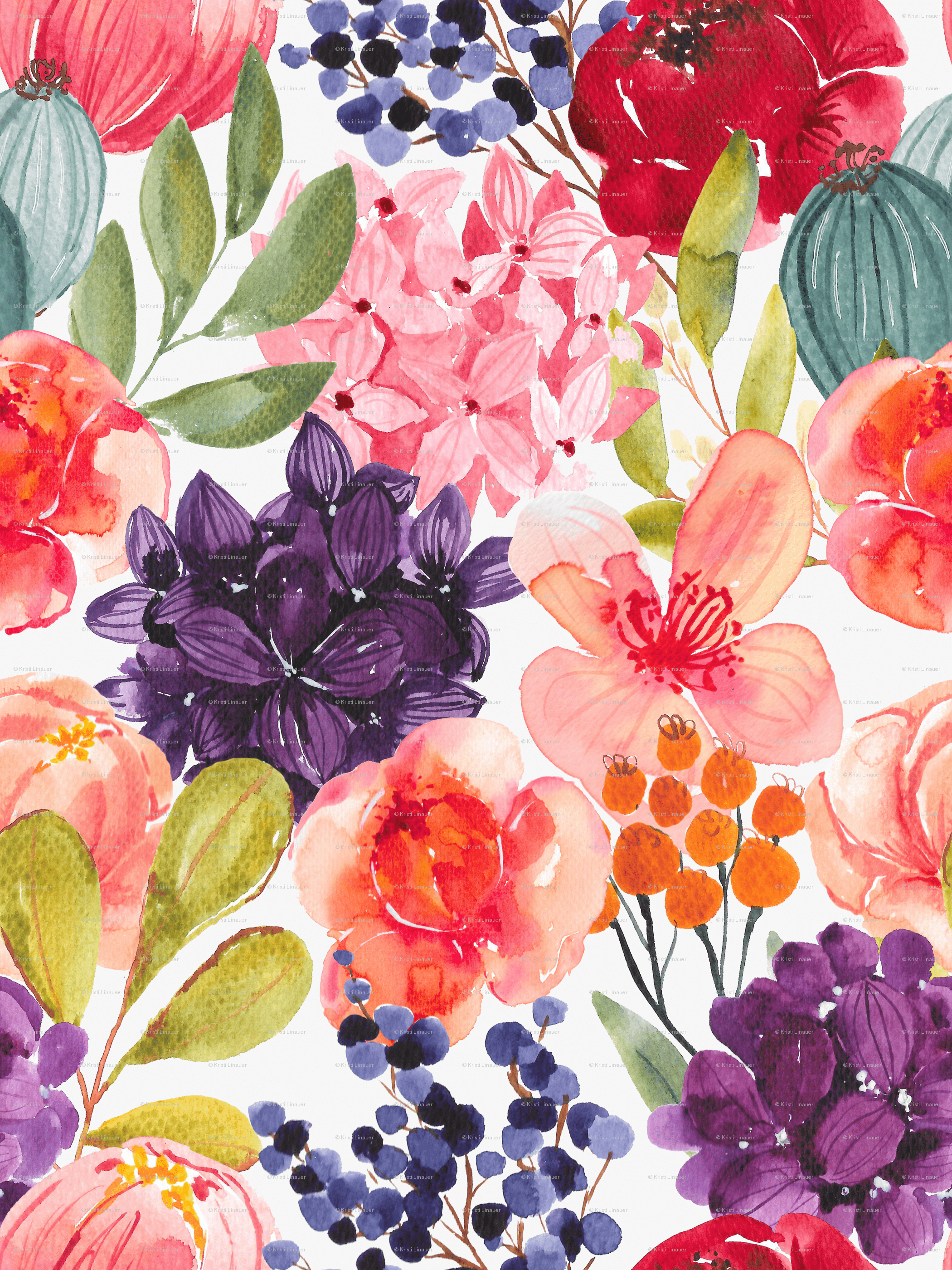 2100x2800 Bold Watercolor Floral wallpaper