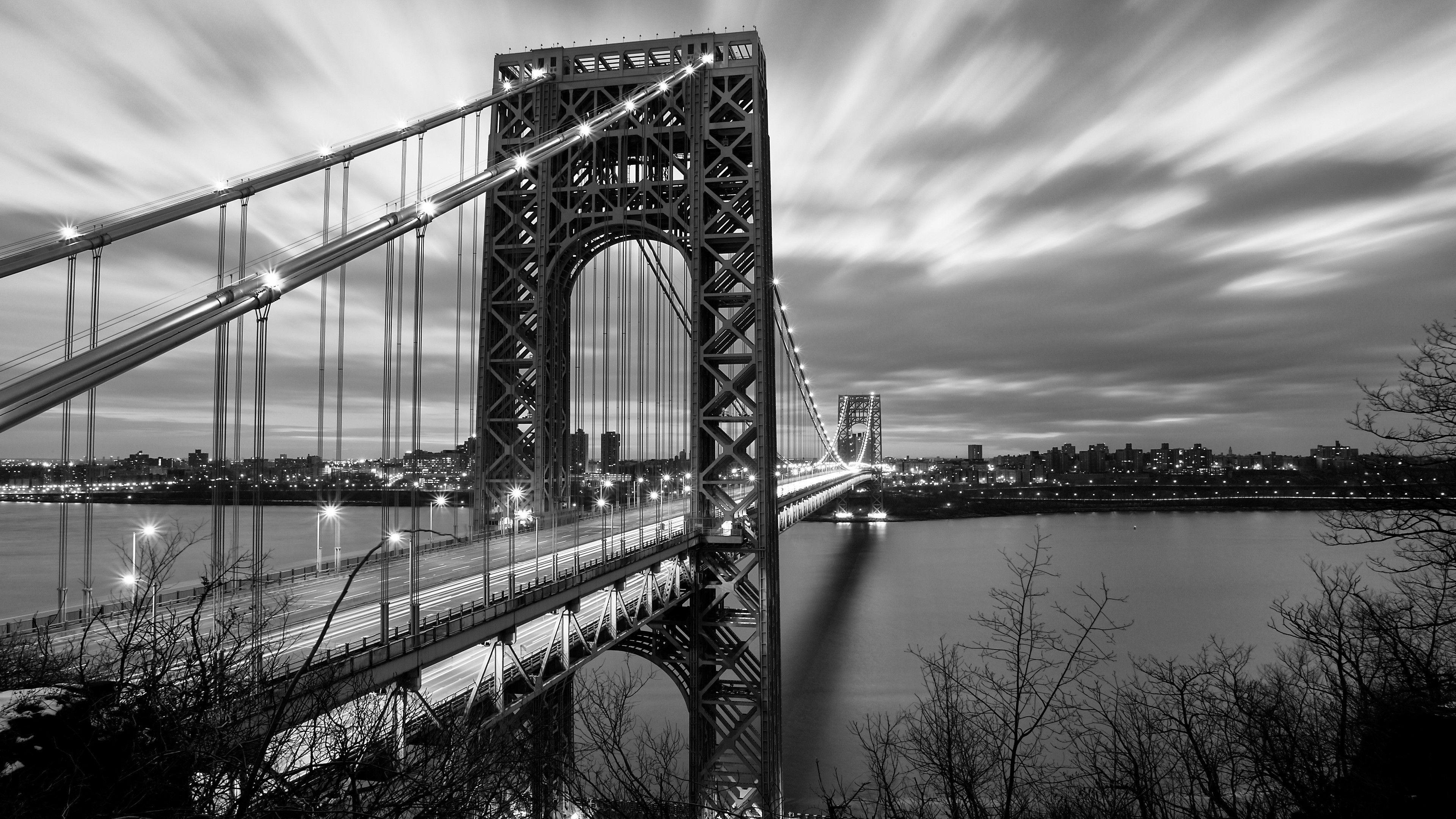 3840x2160 #bridge, #black and white, #monochrome, #photography