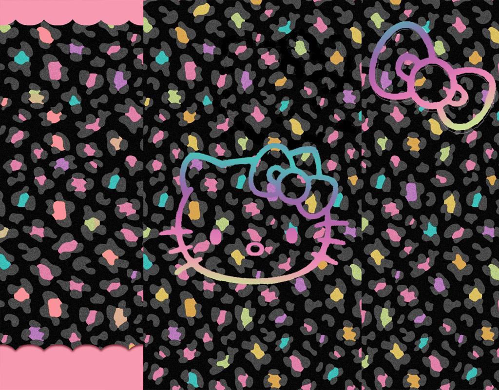 1024x800 Hello Kitty Pink And Black Love Wallpaper HD