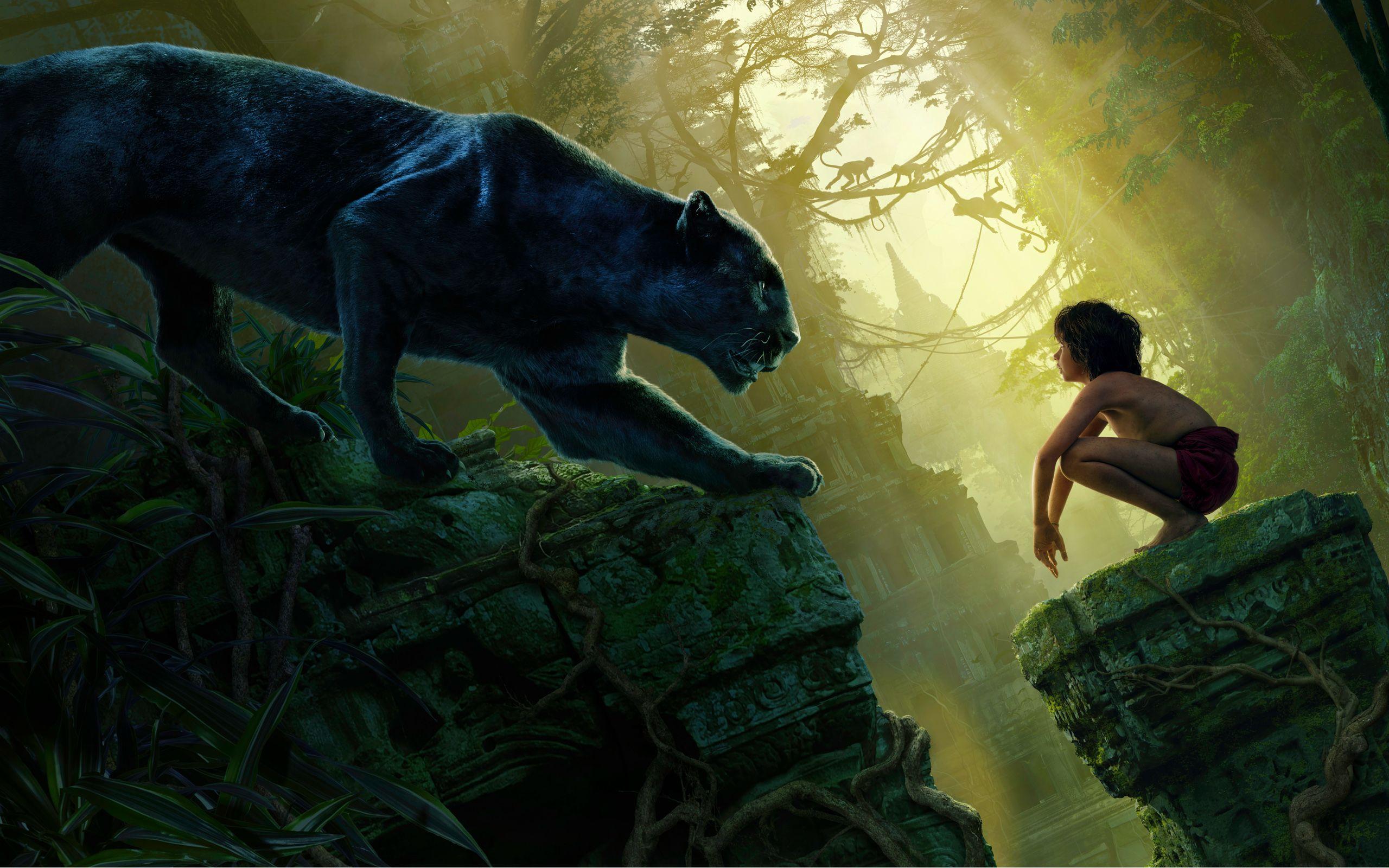 2560x1600 mowgli bagheera black panther the jungle book wide