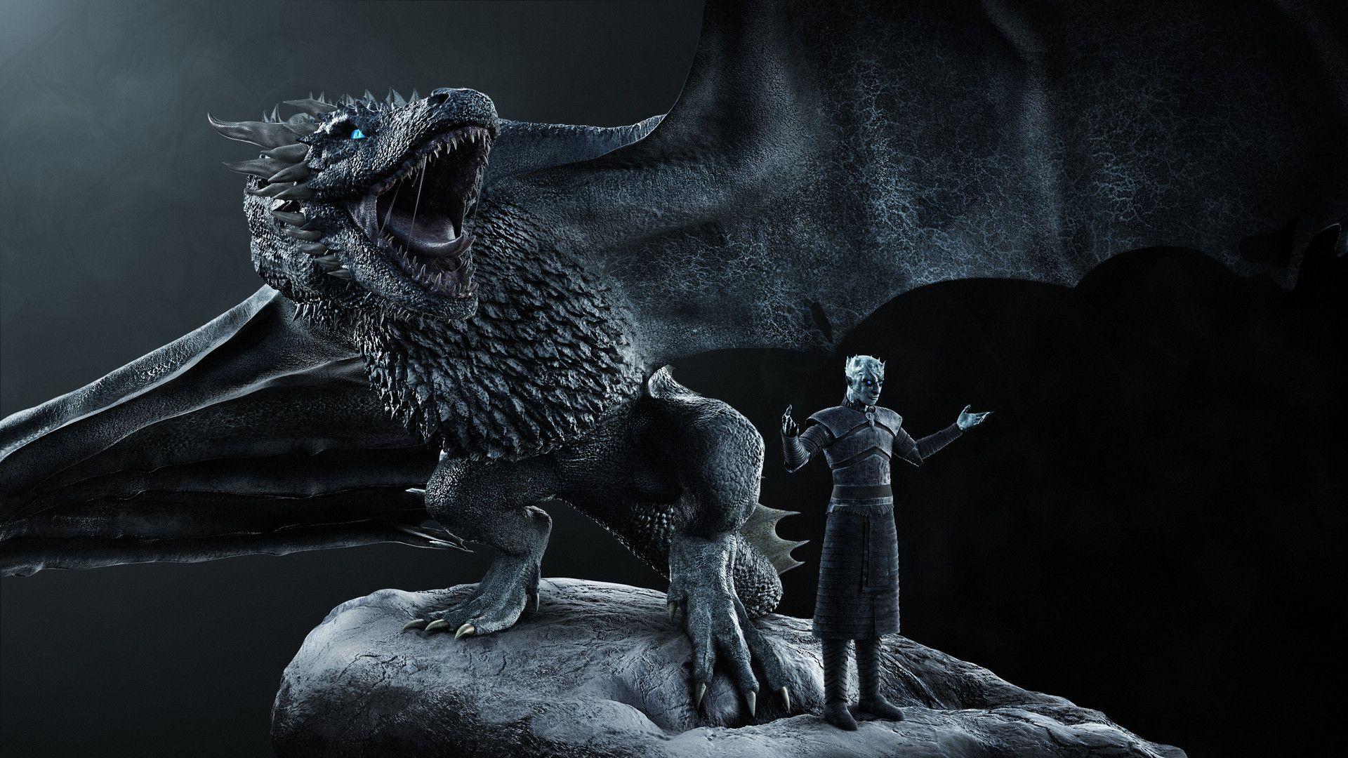 1920x1080 White Walker Dragon Background Wallpaper 38142