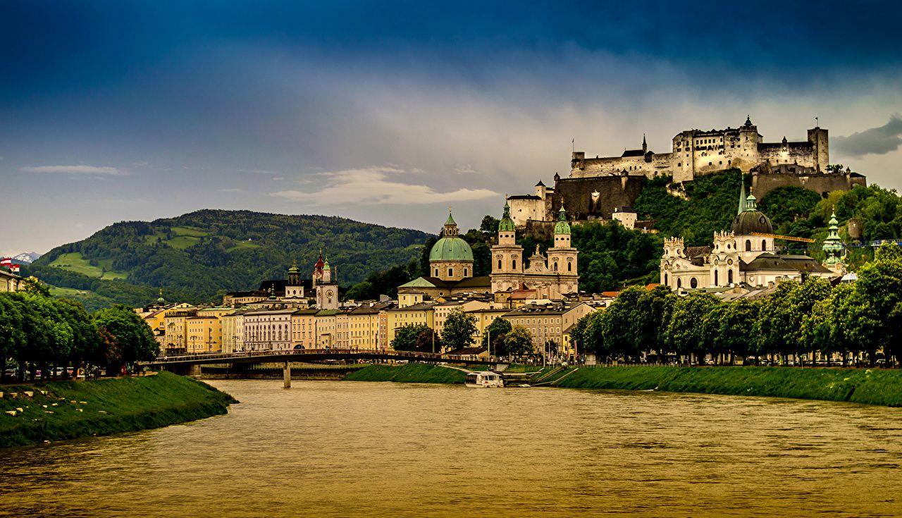 1280x735 Image Salzburg Austria Castles Rivers Cities Houses