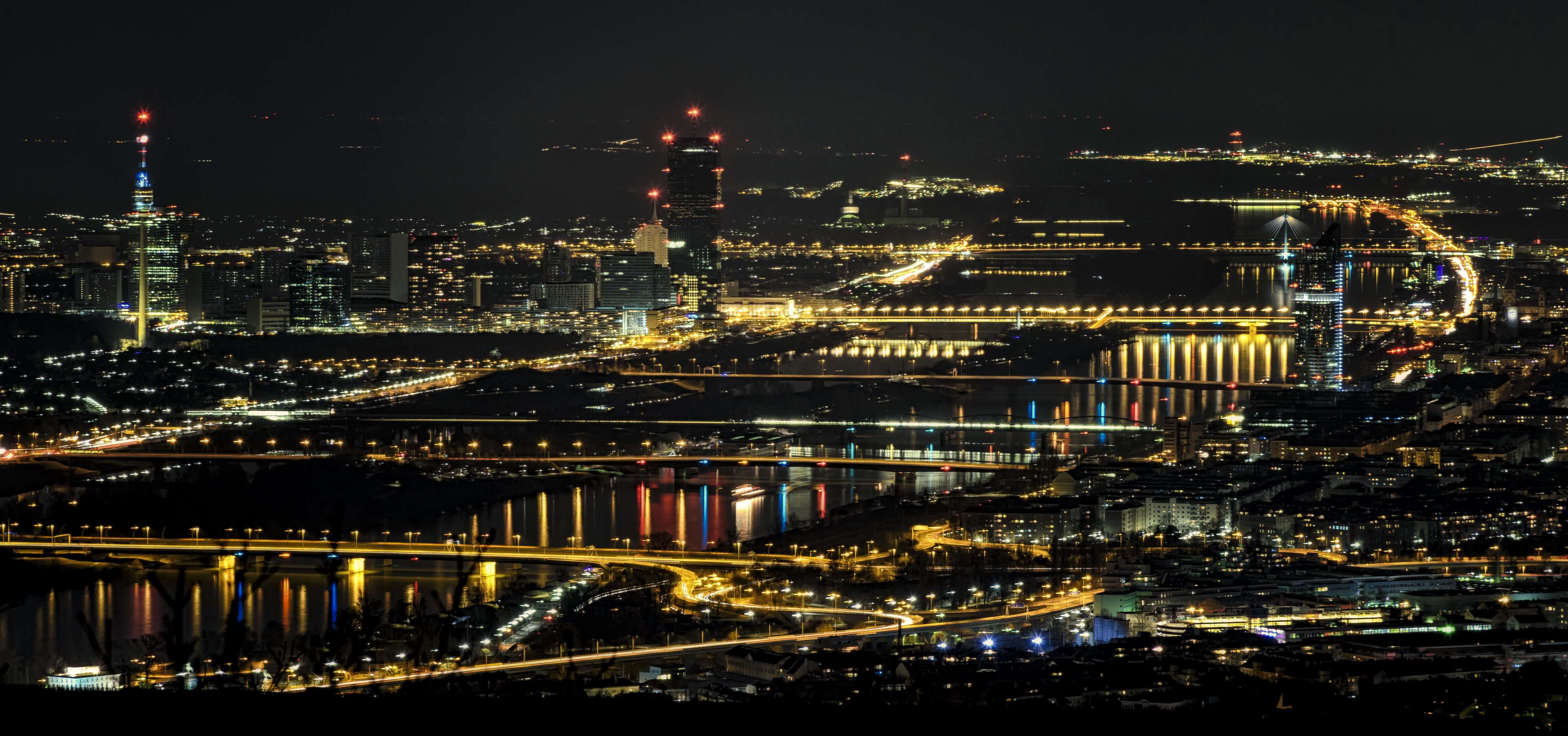 3840x1803 austria, danube, river, vienna 4k wallpaper