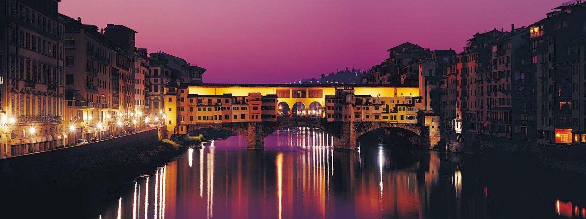 1867x700 Bridges Italy Florence Ponte Vecchio rivers reflections