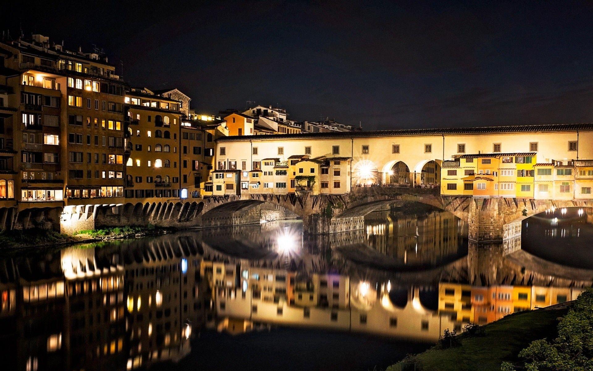 1920x1200 Ponte Vecchio at night, Florence, Italy