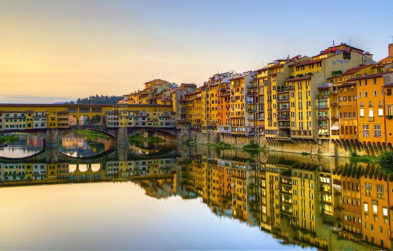 1332x850 Wallpaper bridge, reflection, building, Italy, Florence