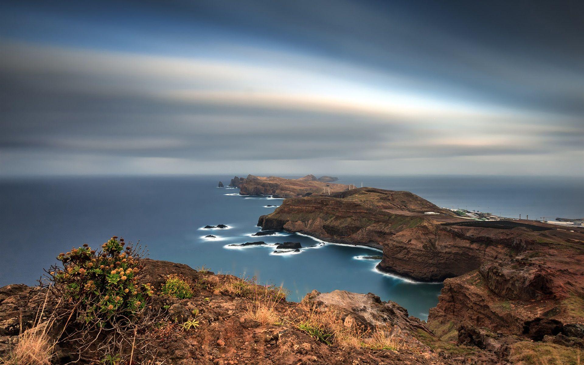 1920x1200 Wallpaper Portugal, Madeira, Islands, coast, sea, dusk