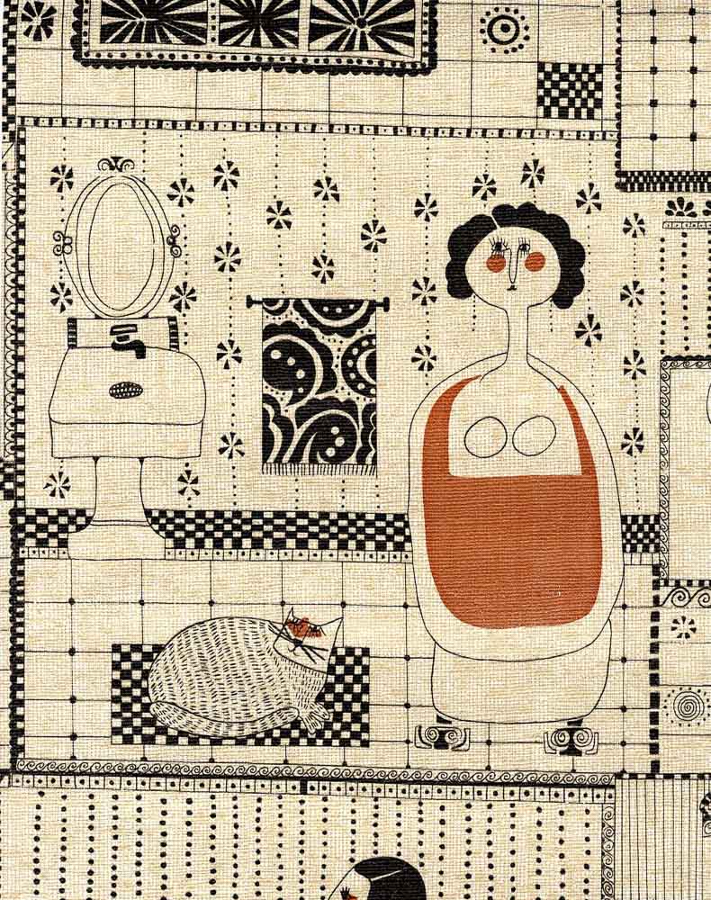 790x1000 Risque vintage bathroom wallpaper 1970s novelty design