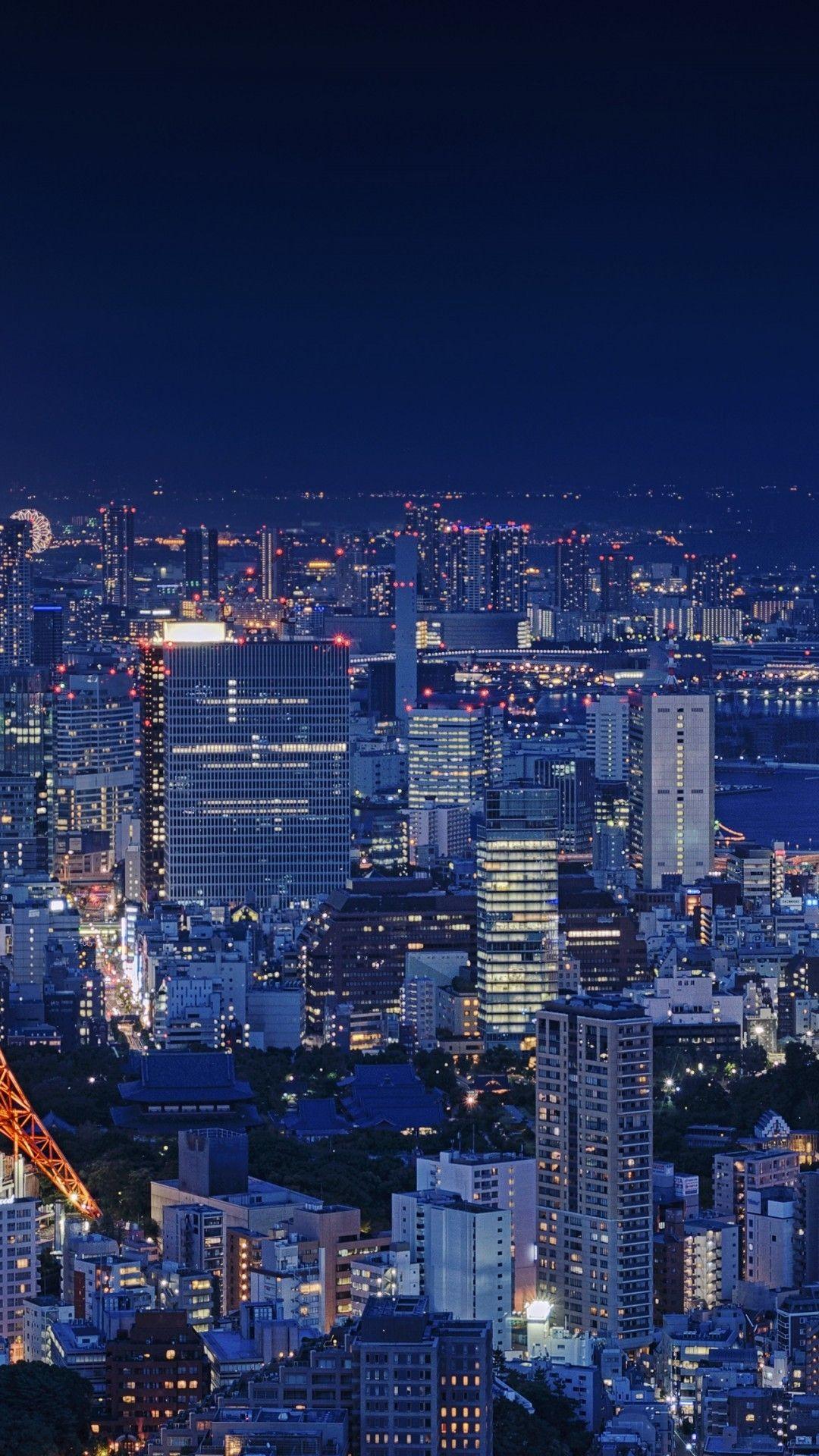 1080x1920 Download 1080x1920 Japan Tokyo, Night, Cityscape, Buildings
