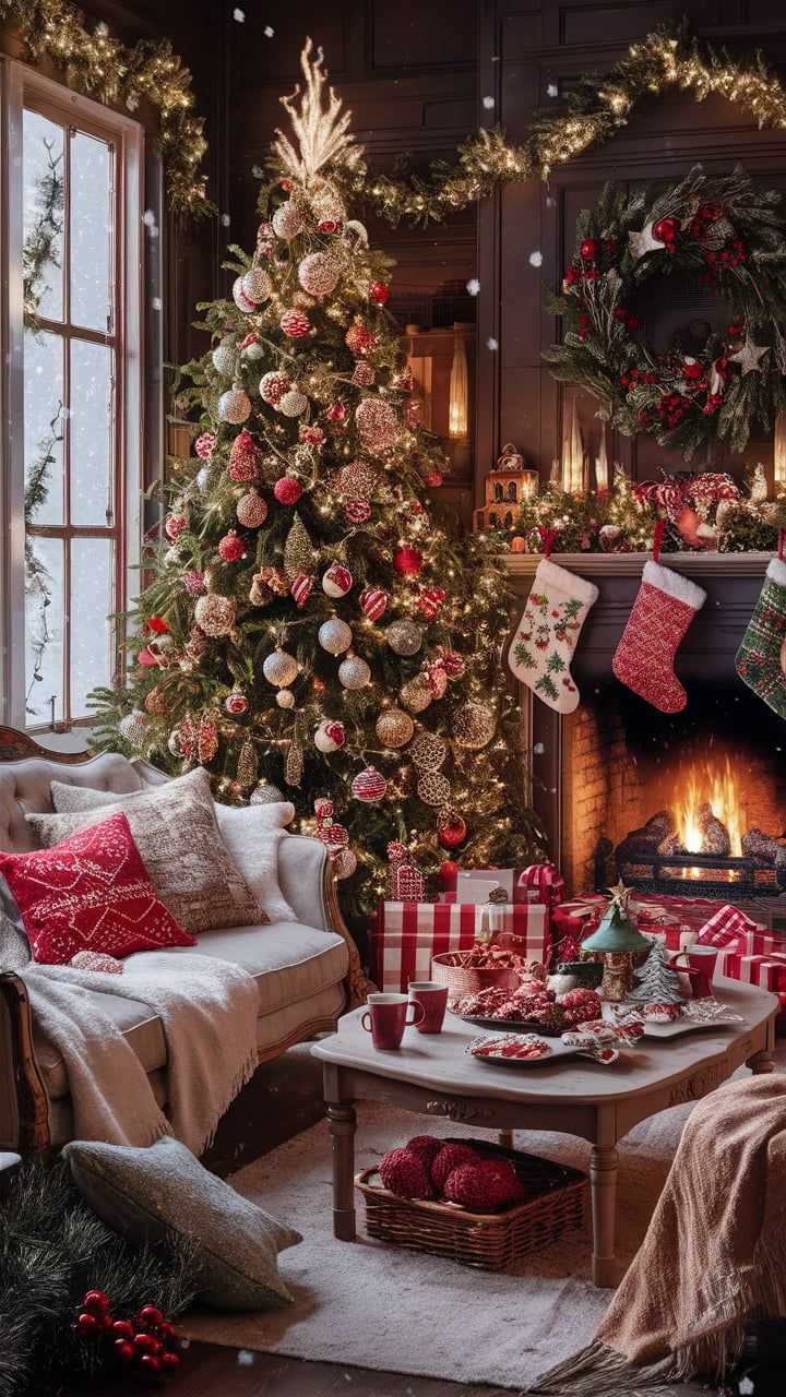 720x1280 Cozy Christmas Living Room Wallpaper