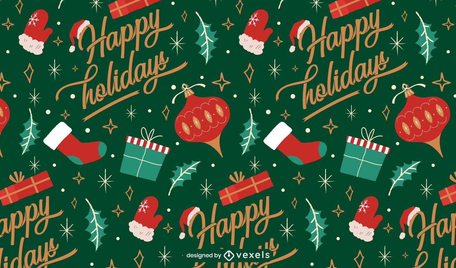 1600x941 Happy Holidays Christmas Pattern Vector
