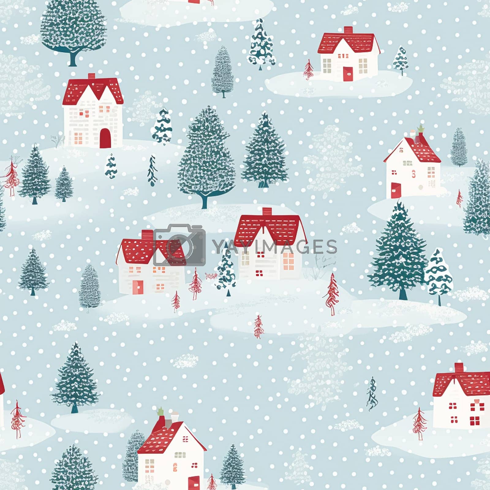 1600x1600 winter country cottage print