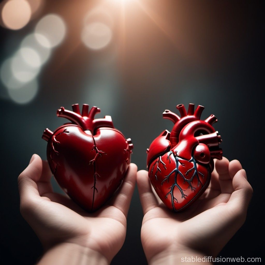 1024x1024 Two Hands Holding a Human Heart