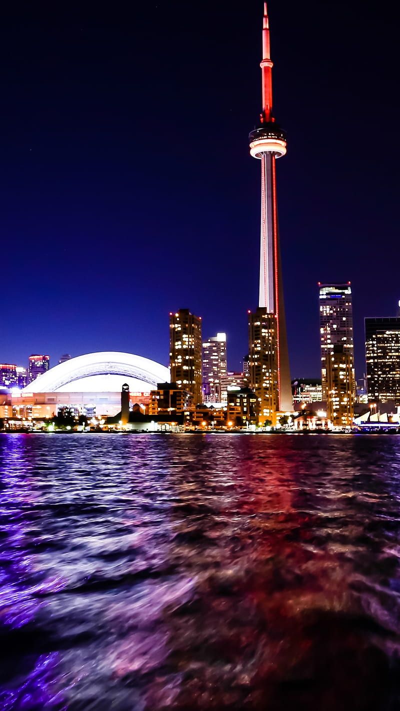 800x1422 Toronto, canada, night, colorful, ontario, HD phone wallpaper