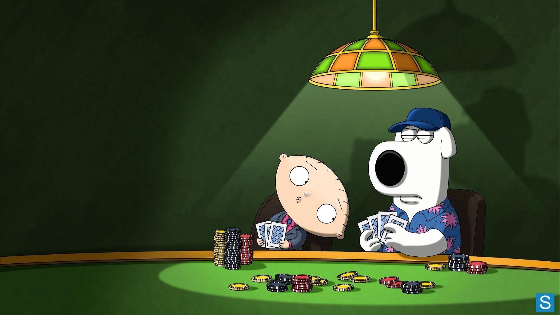 1920x1080 poker, family guy, look, brian, dog, stewie