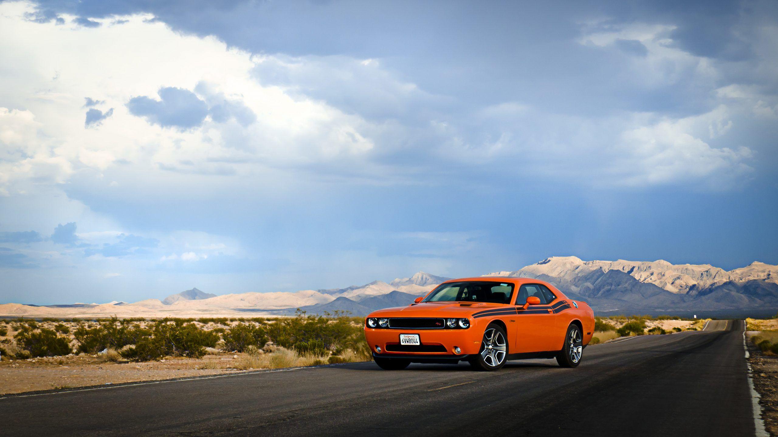 2560x1440 Dodge Challenger Cars Side view Road Sky 4k Ultra HD wallpaper