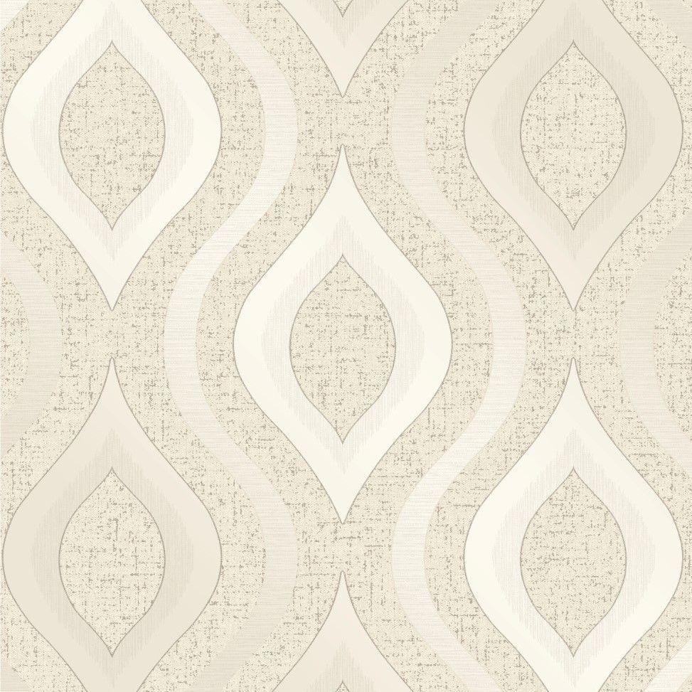 Cream  White Mid Century Pattern Wallpaper  Feathr Wallpaper