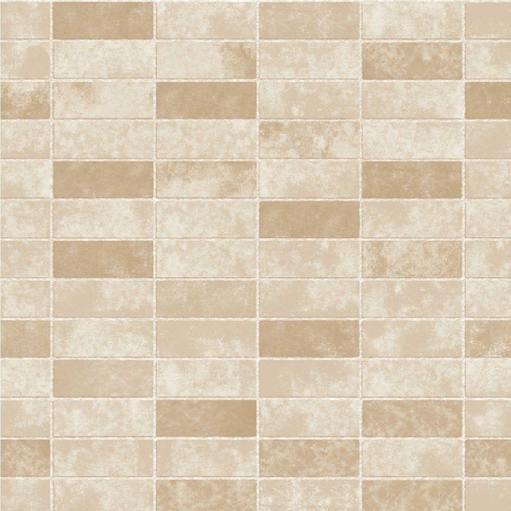 1000x1000 Fine Decor Ceramica Small Tile Effect Wallpaper Taupe, Cream (FD40118)