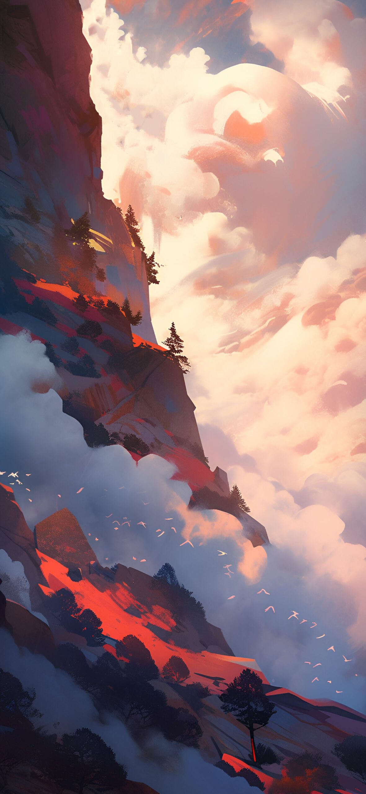 1181x2560 Cool Mountain Descent Among the Clouds