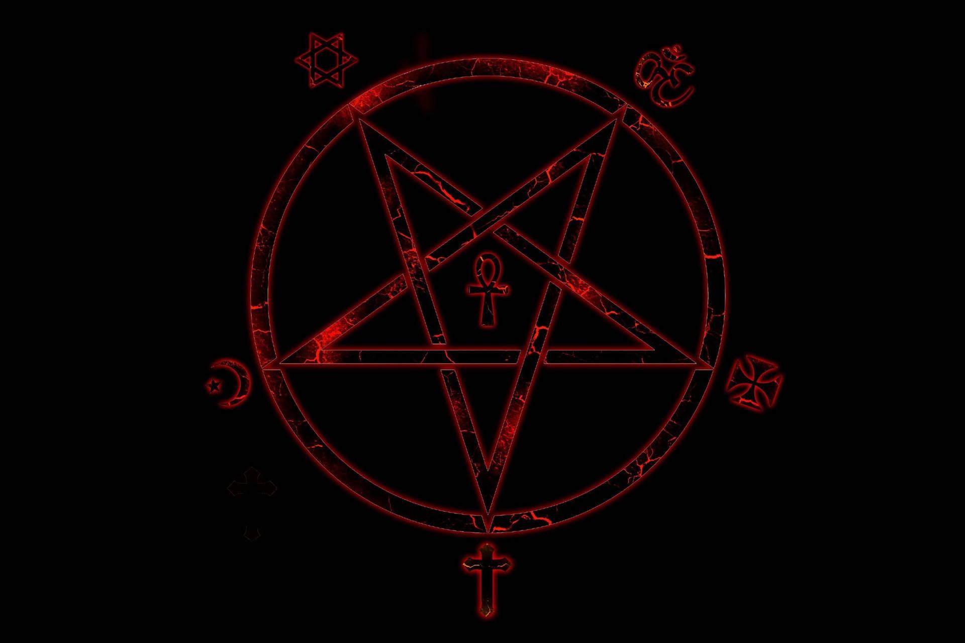 1920x1280 Creepy Satanic Symbol In Red Wallpaper