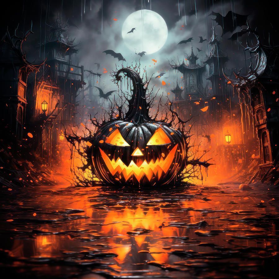900x900 HALLOWEEN ART Devilish pumpkin