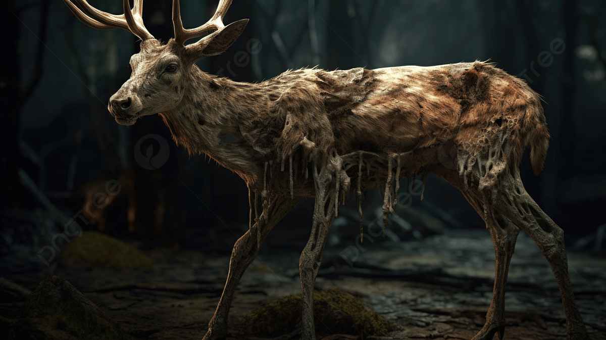 1200x673 Devilish Deer In The Forest Background