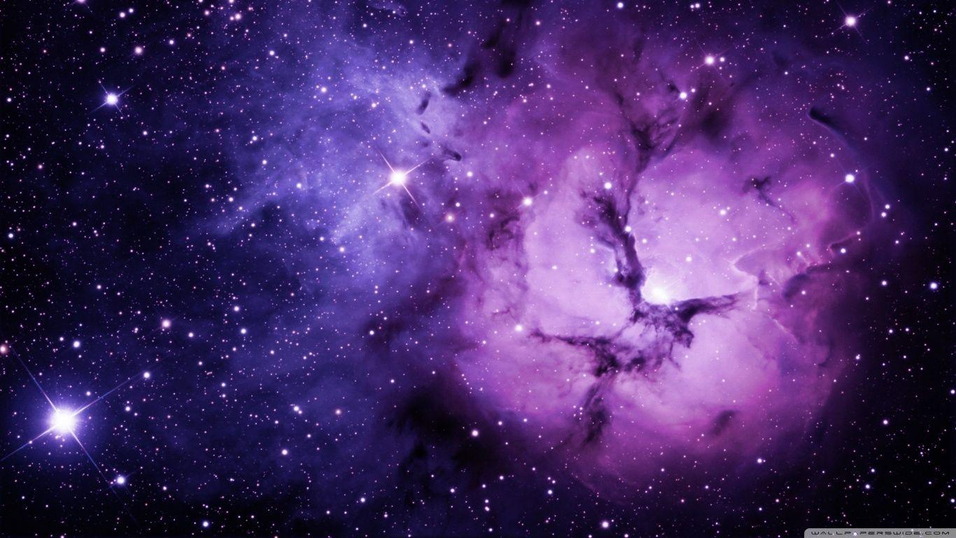 1366x768 Space Nebula Purple Widescreen HD Wallpaper