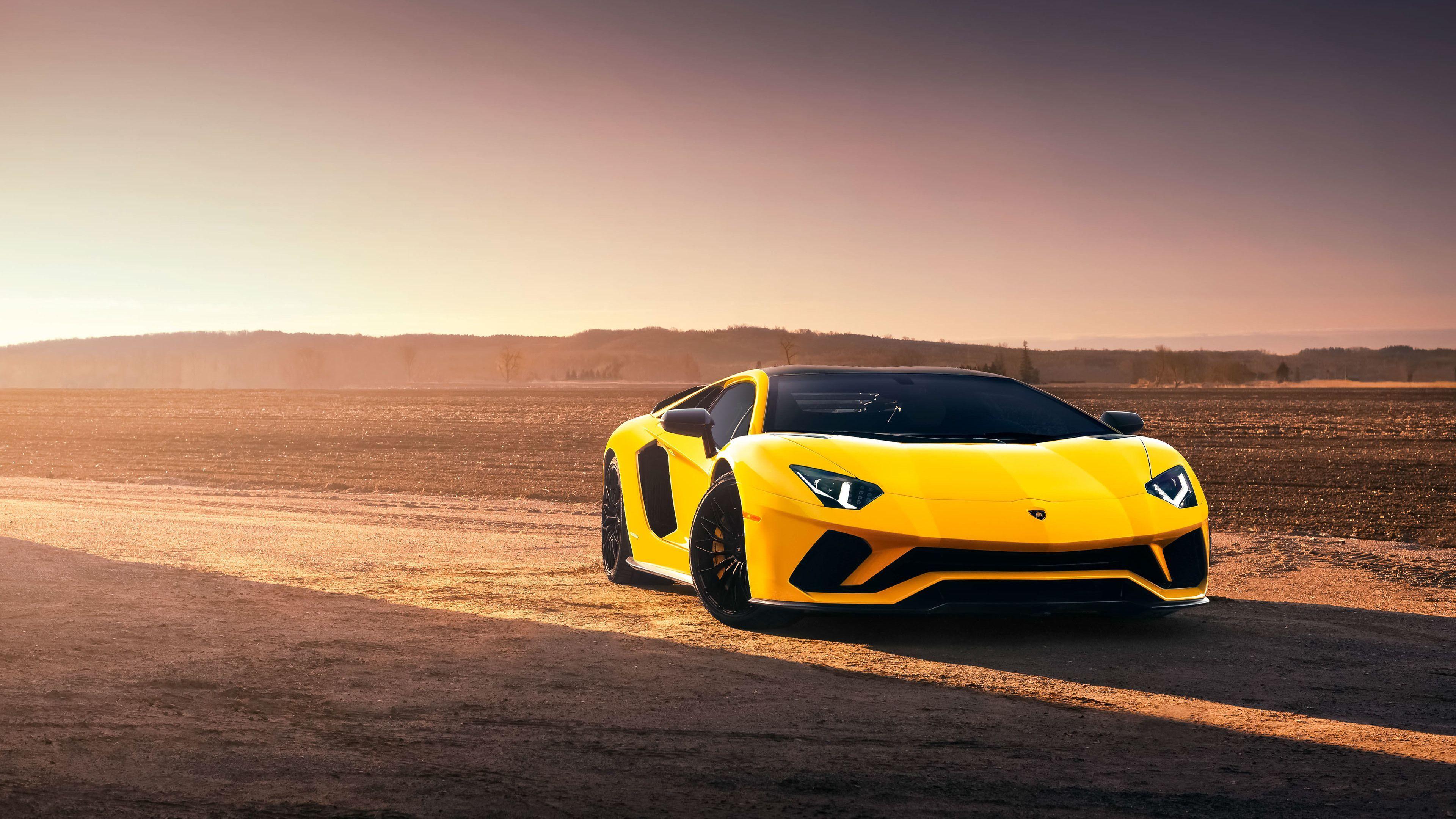 3840x2160 Yellow Lamborghini LP700 4 night Paris France wallpaper