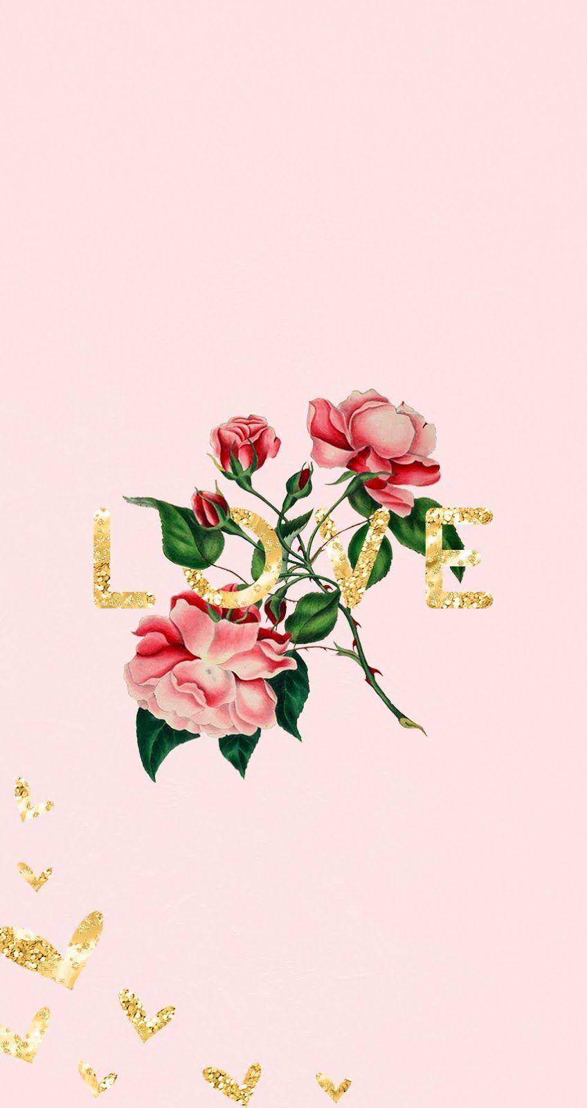 848x1600 Free Pink and Gold Phone Wallpaper
