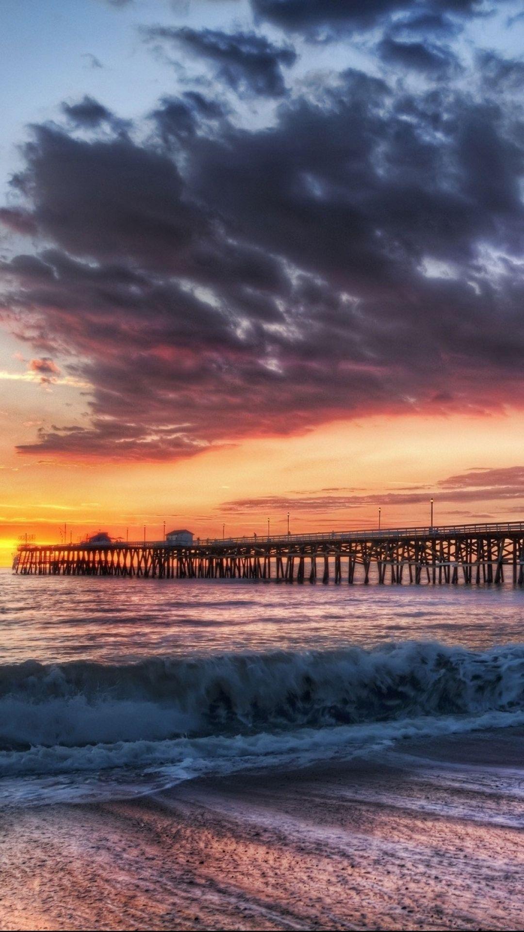 1080x1920 California Beach Dock Sunset Hình nền iPhone 8 Tải xuống miễn phí