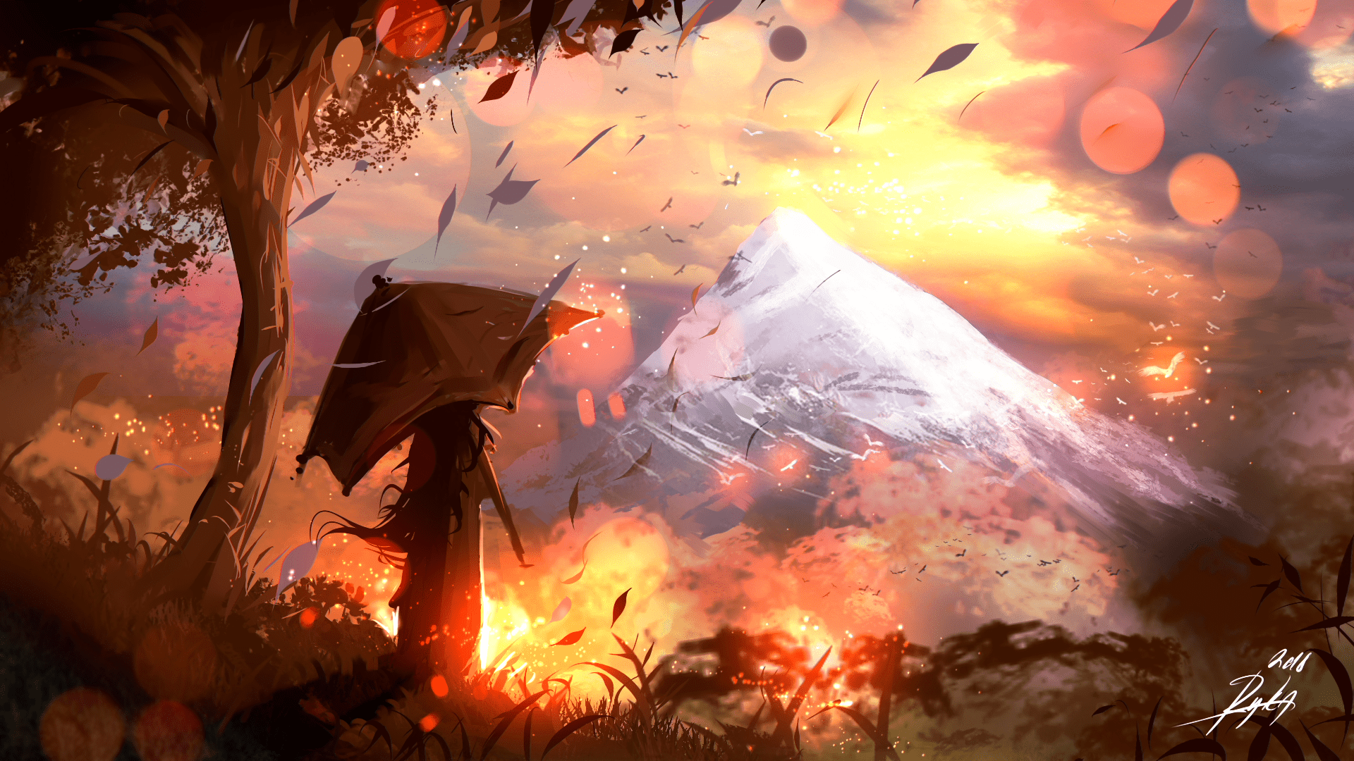 1920x1080 Download 1920x1080 Anime Landscape, Scenic, Mountain, Autumn