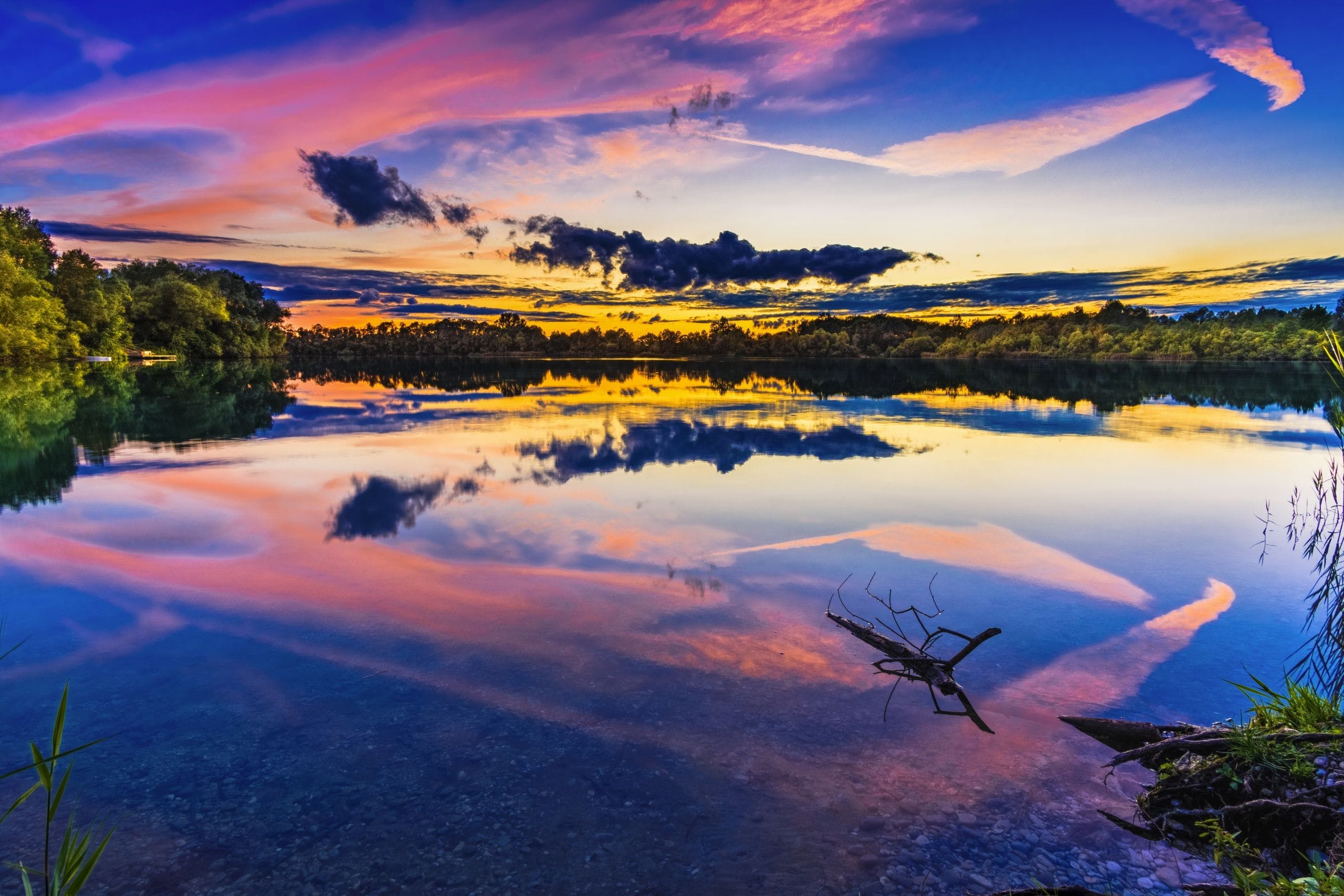 2560x1707 HD Sky Lake Sunset Wallpaper