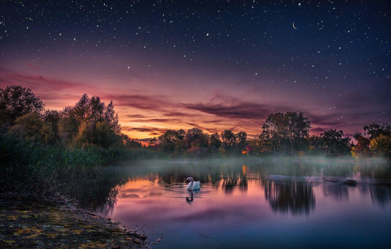 1332x850 Lake Sunset Wallpaper