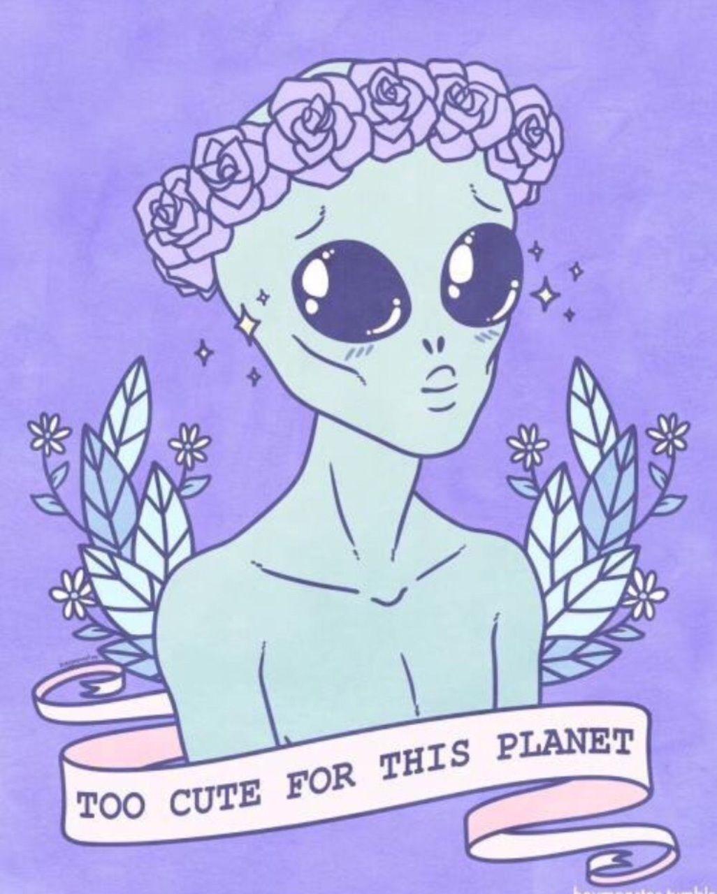 1026x1280 alien, alternative, background, blue, cute, kawaii, pastel, pastel goth, pink, planet, purple, so cute, wallpaper, alien art