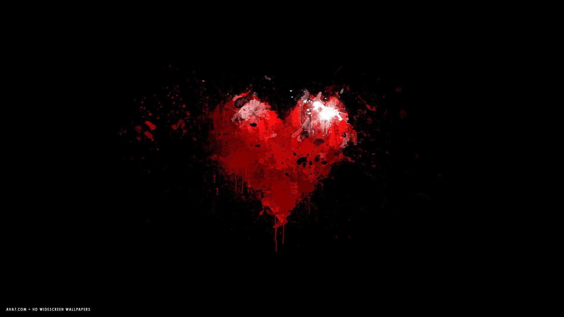 1920x1080 heart minimalistic red artistic symbol red grunge paint HD widescreen wallpaper / romantic background