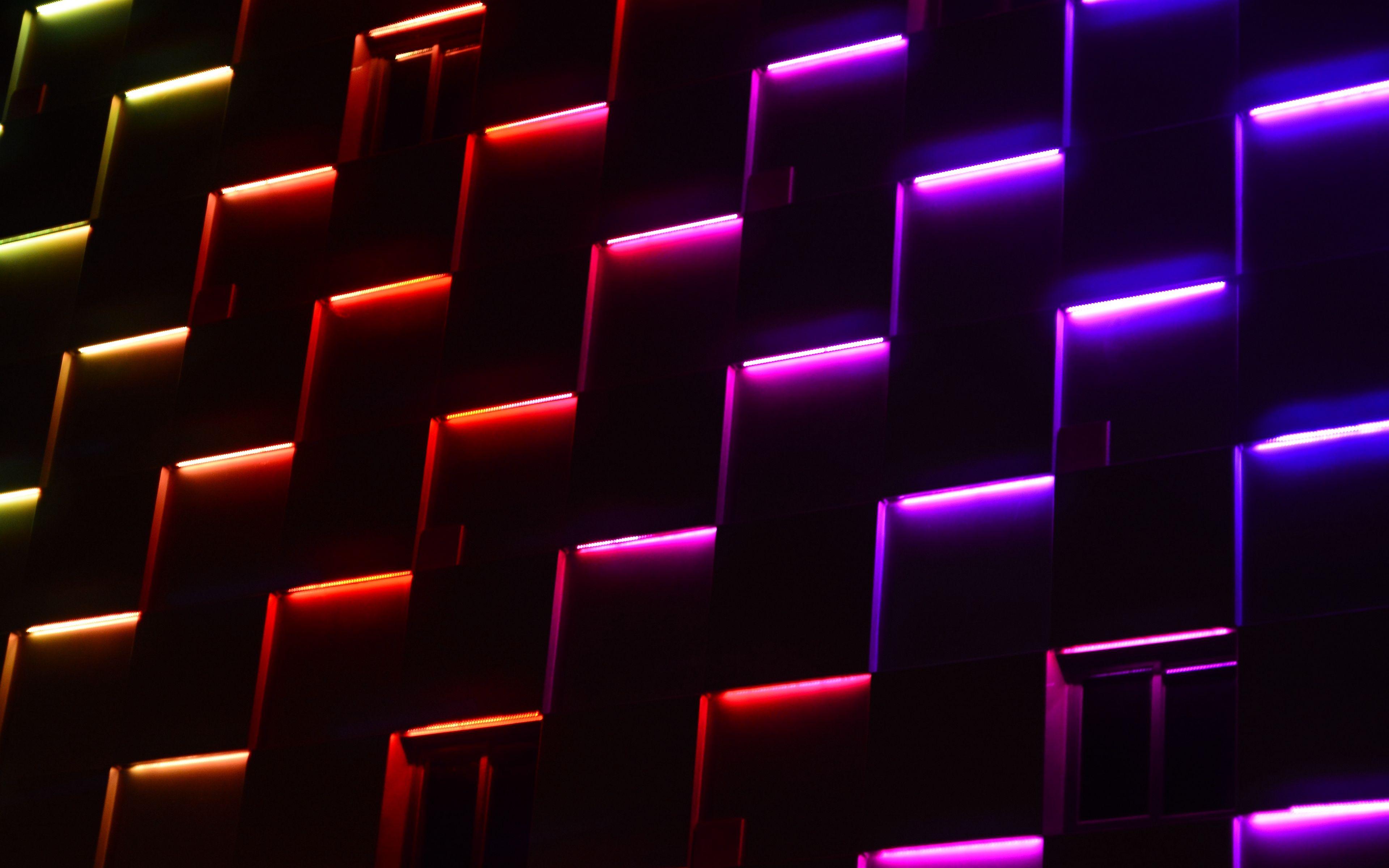3840x2400 Download wallpaper 3840x2400 neon, lights, dark, forms 4k