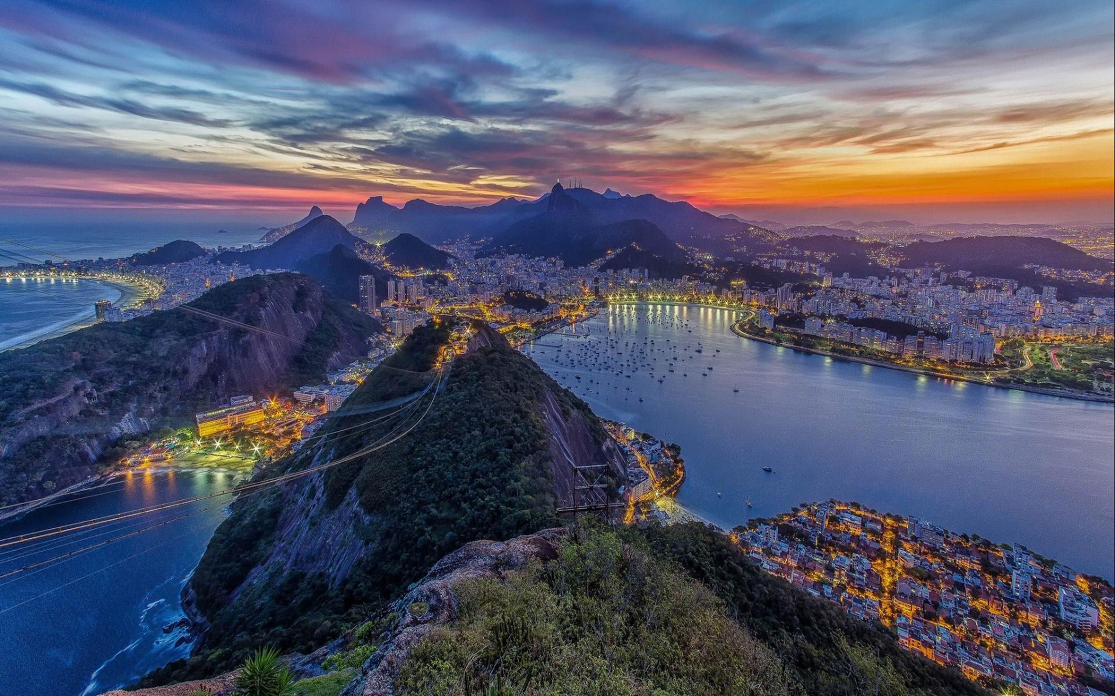 3840x2400 Rio de Janeiro Twilight Sunset Brazil South America Ultra HD