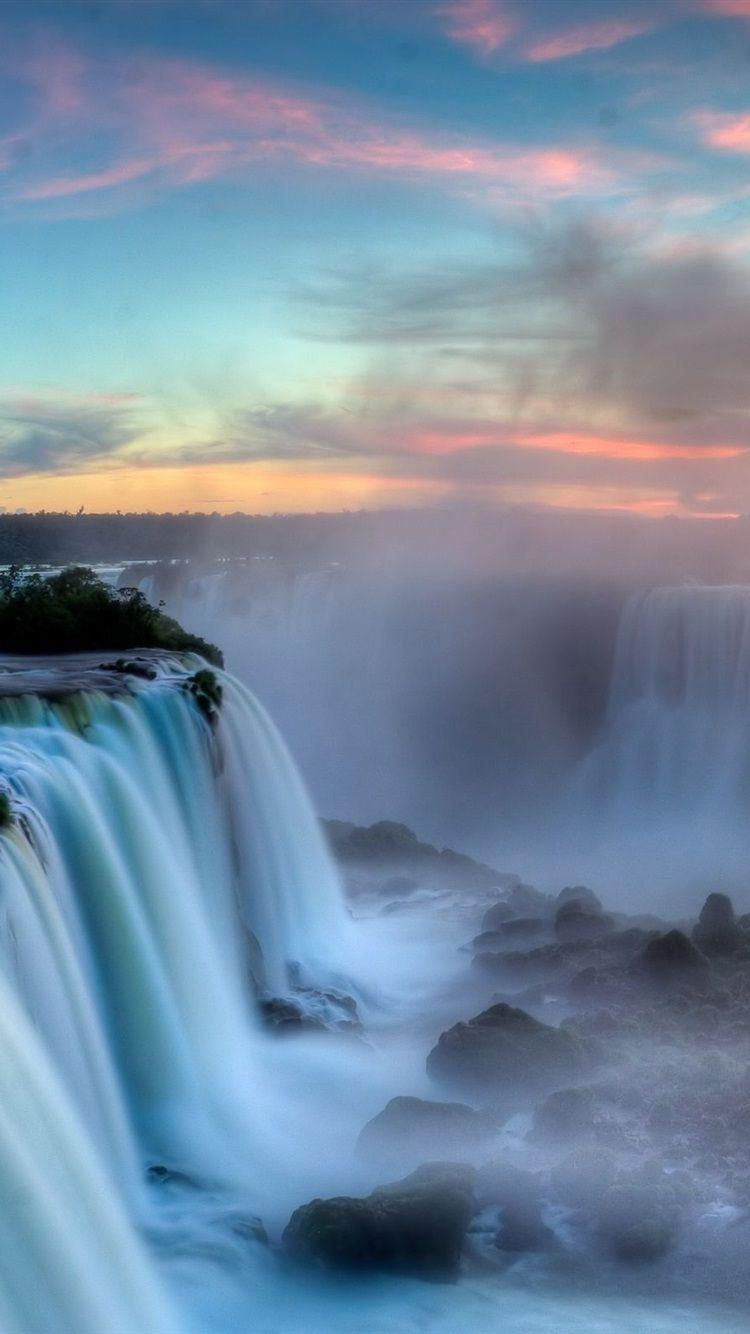 750x1334 Thác Iguazu, Biên giới Argentina Brazil, Mây, Hoàng hôn, Sương mù