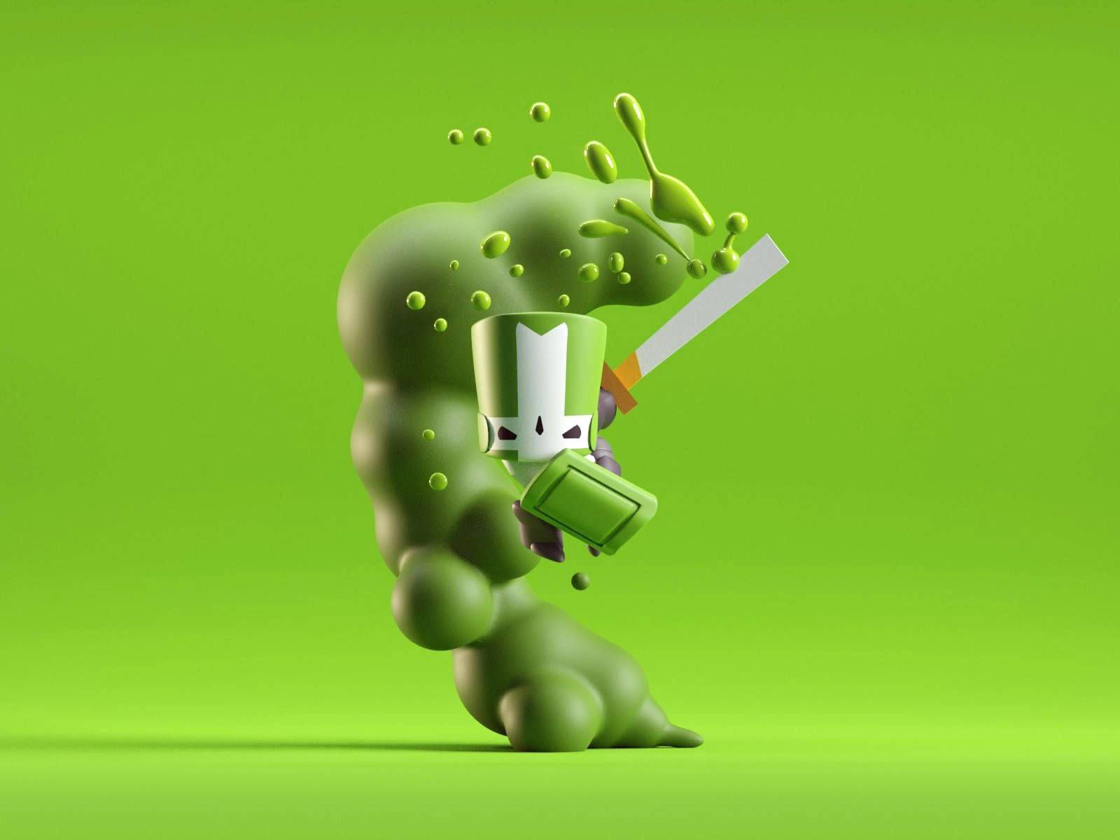 1600x1200 Castle Crashers Green Knight 3D